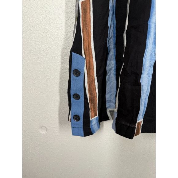 Vincente Womens Striped Tank Top Sz L Lagenlook Boho Beachy Artsy Coastal - Picture 4 of 8